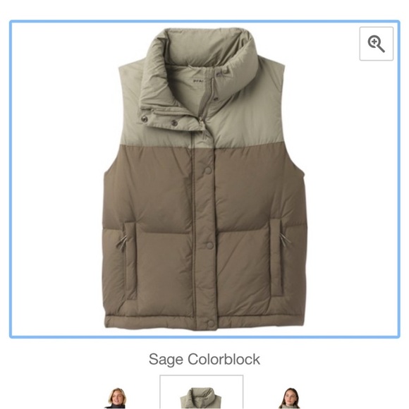 prAna Puffer Vest Responsible Duck Down Hellebore Sage Colorblock Women's XL - Picture 8 of 9